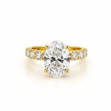 14K Gold 3.00 Carat Oval Lab Grown Diamond Prong Set Engagement Ring