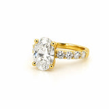 14K Gold 3.00 Carat Oval Lab Grown Diamond Prong Set Engagement Ring