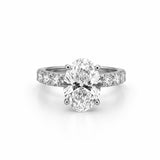 14K Gold 3.00 Carat Oval Lab Grown Diamond Prong Set Engagement Ring