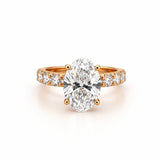 14K Gold 3.00 Carat Oval Lab Grown Diamond Prong Set Engagement Ring