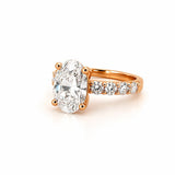 14K Gold 3.00 Carat Oval Lab Grown Diamond Prong Set Engagement Ring