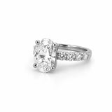 14K Gold 3.00 Carat Oval Lab Grown Diamond Prong Set Engagement Ring