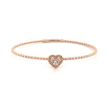 14K Gold Beaded Diamond Heart Cluster Bangle
