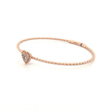 14K Gold Beaded Diamond Heart Cluster Bangle