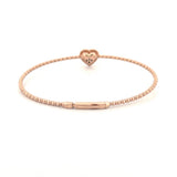14K Gold Beaded Diamond Heart Cluster Bangle