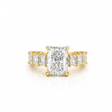 14K Gold 4.00 Carat Radiant Cut Lab Grown Diamond with Radiant Cut Setting and Diamond U Prong