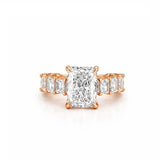 14K Gold 4.00 Carat Radiant Cut Lab Grown Diamond with Radiant Cut Setting and Diamond U Prong