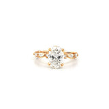 14K Gold Lab Grown 2.00 Carat Oval Diamond with Marquise and Round Setting Engagement Ring