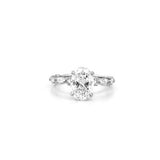 14K Gold Lab Grown 2.00 Carat Oval Diamond with Marquise and Round Setting Engagement Ring