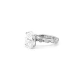 14K Gold Lab Grown 2.00 Carat Oval Diamond with Marquise and Round Setting Engagement Ring