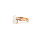 14K Gold Lab Grown 2.00 Carat Oval Diamond with Marquise and Round Setting Engagement Ring