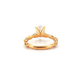14K Gold Lab Grown 2.00 Carat Oval Diamond with Marquise and Round Setting Engagement Ring