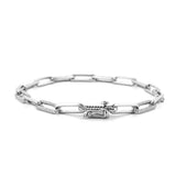14K Gold 4MM Alternating Diamond Paper Clip Bracelet