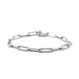 14K Gold 4MM Alternating Diamond Paper Clip Bracelet