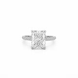 14K Gold Lab Grown 3.00 Carat Radiant Diamond with Under Halo and 3D Setting Engagement Ring