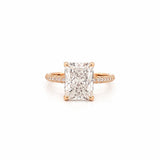 14K Gold Lab Grown 3.00 Carat Radiant Diamond with Under Halo and 3D Setting Engagement Ring