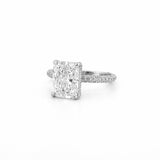 14K Gold Lab Grown 3.00 Carat Radiant Diamond with Under Halo and 3D Setting Engagement Ring