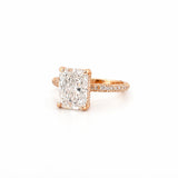 14K Gold Lab Grown 3.00 Carat Radiant Diamond with Under Halo and 3D Setting Engagement Ring