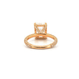 14K Gold Lab Grown 3.00 Carat Radiant Diamond with Under Halo and 3D Setting Engagement Ring