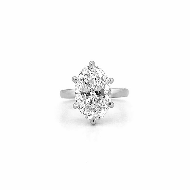 14K Gold 5.00 Carat Oval Shape Lab Grown Diamond Solitaire Engagement Ring