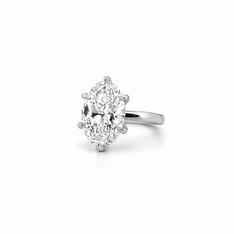 14K Gold 5.00 Carat Oval Shape Lab Grown Diamond Solitaire Engagement Ring