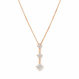 14K Gold Hanging Tri Princess Diamond Pendant Necklace