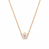 14K Gold Pear Diamond Flower Pendant Necklace