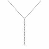 14K Gold Hanging Diamond Bezel Drop Pendant Necklace