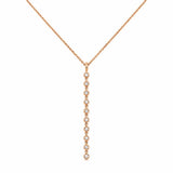 14K Gold Hanging Diamond Bezel Drop Pendant Necklace