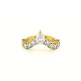 14K Gold Pear and Round Moissanite Ring