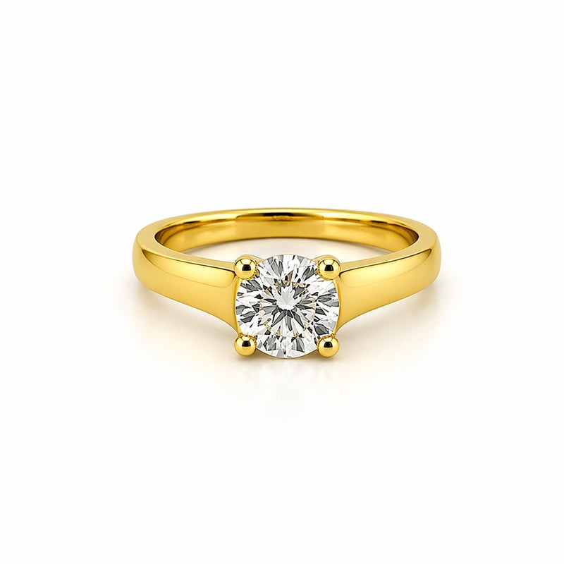 14K Gold Twist Prong Cathedral 1.00 Carat Round Natural Diamond Solitaire Engagement Ring