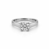 14K Gold Twist Prong Cathedral 1.00 Carat Round Natural Diamond Solitaire Engagement Ring