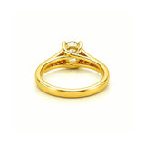 14K Gold Twist Prong Cathedral 1.00 Carat Round Natural Diamond Solitaire Engagement Ring