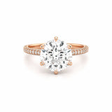14K Gold Lab Grown 6-Prong 4.00 Carat Round Diamond on 3D 3/4 Setting Engagement Ring