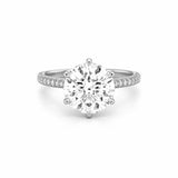 14K Gold Lab Grown 6-Prong 4.00 Carat Round Diamond on 3D 3/4 Setting Engagement Ring