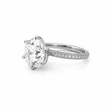 14K Gold Lab Grown 6-Prong 4.00 Carat Round Diamond on 3D 3/4 Setting Engagement Ring