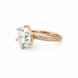 14K Gold Lab Grown 6-Prong 4.00 Carat Round Diamond on 3D 3/4 Setting Engagement Ring