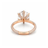 14K Gold Lab Grown 6-Prong 4.00 Carat Round Diamond on 3D 3/4 Setting Engagement Ring