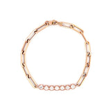 14K Gold 7 Round Diamond Tennis Style Paper Clip Bracelet