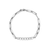 14K Gold 7 Round Diamond Tennis Style Paper Clip Bracelet