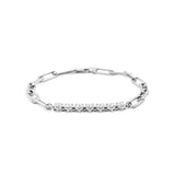 14K Gold 7 Round Diamond Tennis Style Paper Clip Bracelet