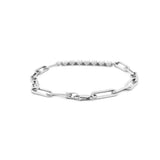 14K Gold 7 Round Diamond Tennis Style Paper Clip Bracelet