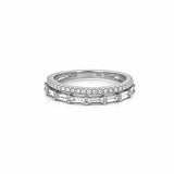 14K Gold Baguette Row and Prong Set Double Diamond Band