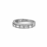 14K Gold Baguette Row and Prong Set Double Diamond Band
