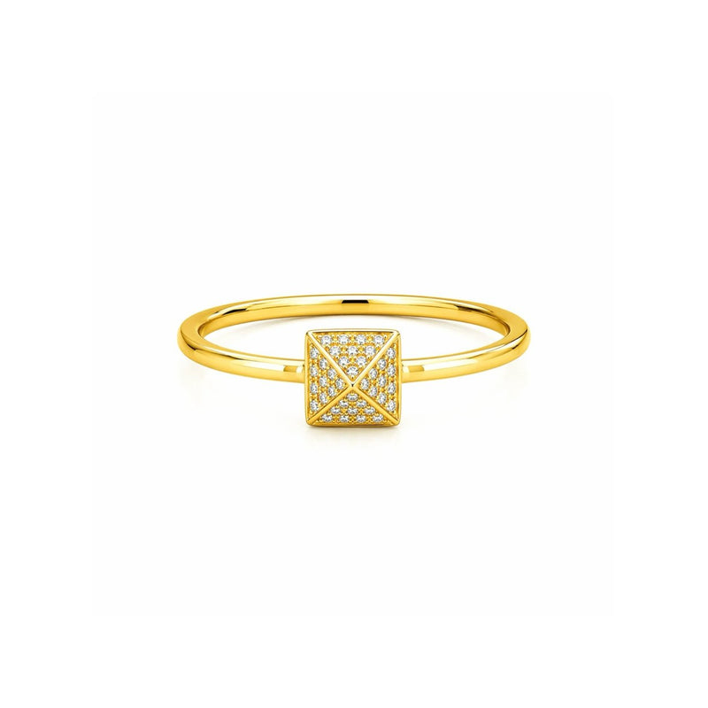 14K Gold Pavé Pyramid Diamond Band