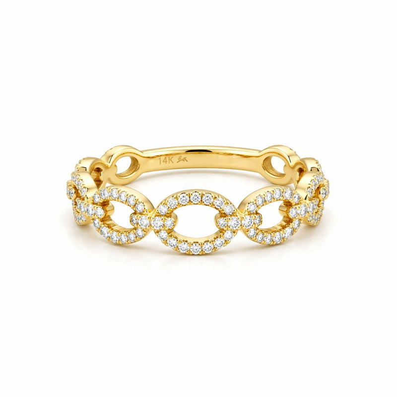 14K Gold Diamond Link Ring