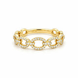 14K Gold Diamond Link Ring