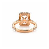 14K Gold 2.00 Carat Emerald Cut Lab Grown Diamond with Prong Setting and Diamond Halo