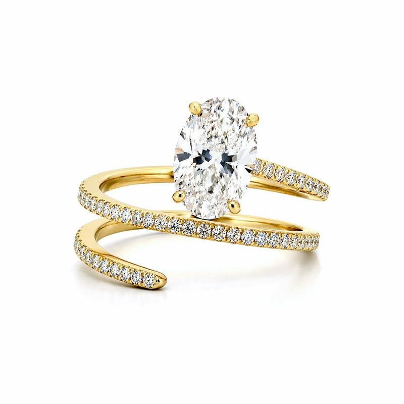 14K Gold Wrapped 2.00 Carat Oval Cut Lab Grown Diamond Ring
