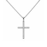 14K Gold Thin Cross Diamond Pendant Necklace